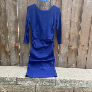 NICOLE MILLER Women's Blue Fitted Sheath Dress with Side Ruching Size Medium